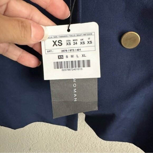Zara Navy Blue Double-Breasted Blazer XS - Picture 6 of 9